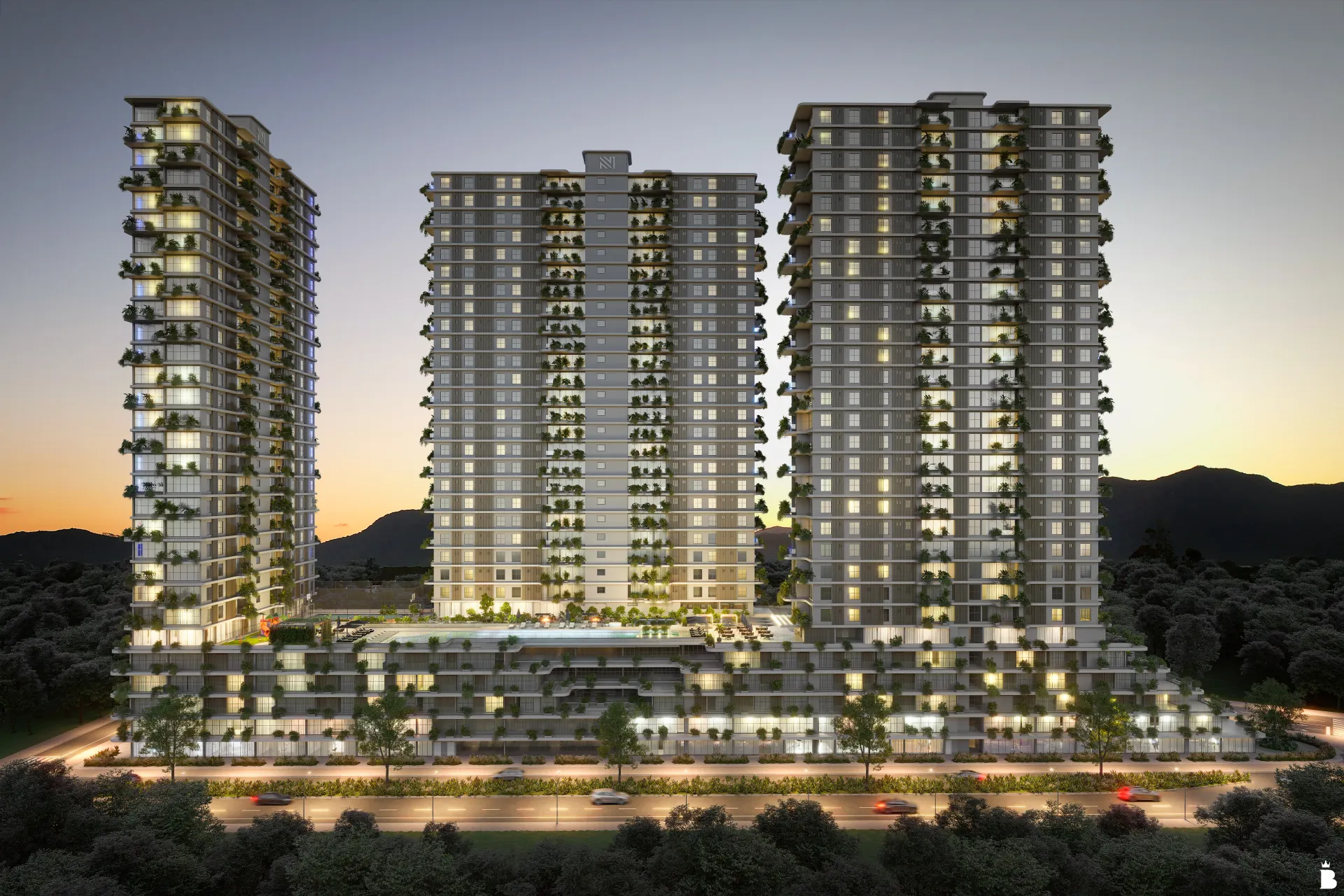 Vision Home Club - Fachada Noturna